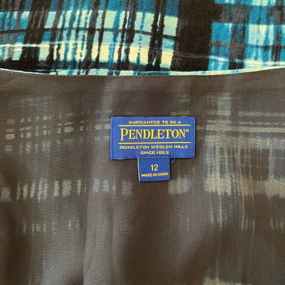 Pendleton Dress Size 12 Sleeveless Sheath Blue Check - Picture 3 of 11